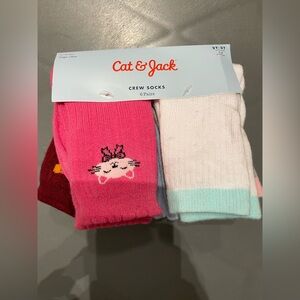 Cat & Jack Toddler Girls 6pk Cat & Jack Bow Crew Socks Size 2T-3T NWT